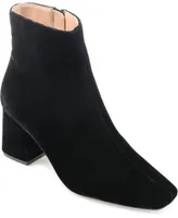 Journee Collection Women's Hazara Velvet Block Heel Dress Booties