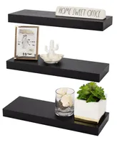 Sorbus Rustic Wood Hanging Rectangle Wall and Floating Shelf Set, Pack of 3