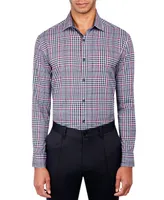 Men's Slim Fit Non-Iron Plaid-Print Performance Stretch Dress Shirt