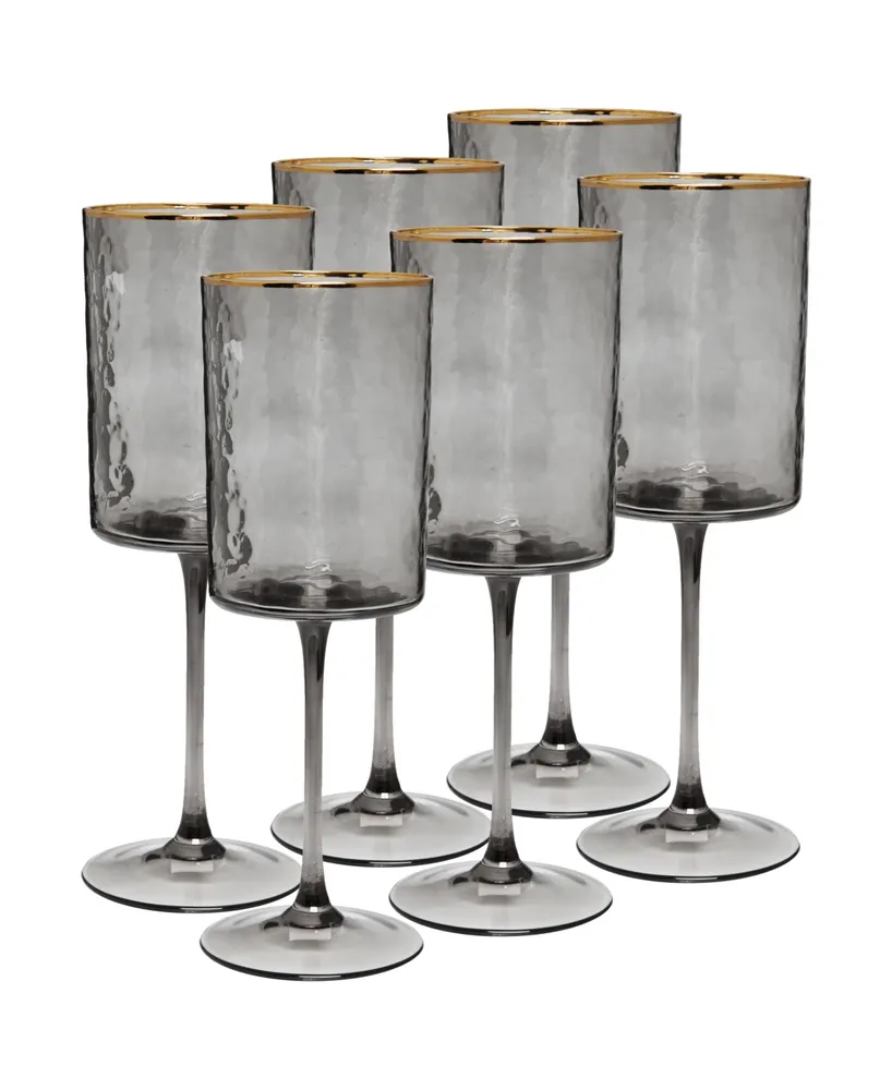 Classic Touch Smoked Square Shaped Wine Glasses 6 Piece Set, Service for 6