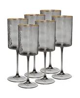 Classic Touch Smoked Square Shaped Wine Glasses 6 Piece Set, Service for 6