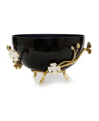 Classic Touch Glass Bowl with Flower Detail