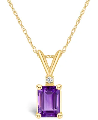Amethyst (1 ct. t.w.) and Diamond Accent Pendant Necklace 14K Yellow Gold or White