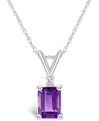 Amethyst (1 ct. t.w.) and Diamond Accent Pendant Necklace 14K Yellow Gold or White