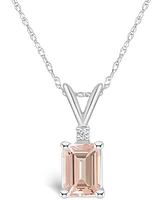 Morganite (7/8 ct. t.w.) and Diamond Accent Pendant Necklace in 14K Yellow Gold or 14K White Gold