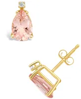 Morganite (1-3/8 ct. t.w.) and Diamond Accent Stud Earrings 14K Yellow Gold or White