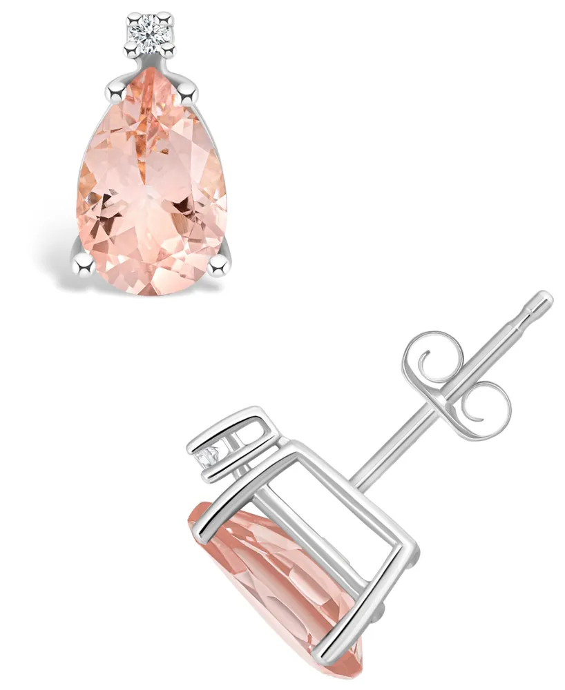 Morganite (1-3/8 ct. t.w.) and Diamond Accent Stud Earrings in 14K Yellow Gold or 14K White Gold