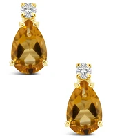 Citrine (3/4 ct.t.w) and Diamond Accent Stud Earrings in 14K Yellow Gold