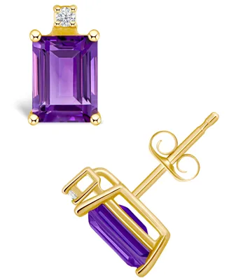 Amethyst (1-1/10 ct. t.w.) and Diamond Accent Stud Earrings 14K Yellow Gold or White