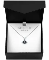 Black & White Diamond Accent Evil Eye Pendant Necklace in Sterling Silver, 16" + 2" extender