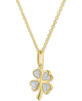 Diamond Accent Clover Pendant Necklace in 14k Gold-Plated Sterling Silver, 16" + 2" extender - Gold