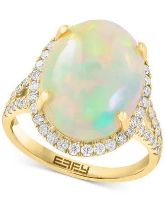 Effy Ethiopian Opal (5-1/3 ct. t.w.) & Diamond (5/8 ct. t.w.) Ring in 14k Yellow Gold