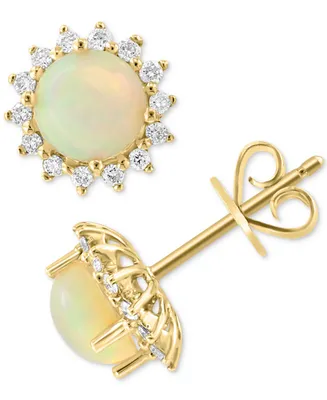 Effy Ethiopian Opal (1-1/5 ct. t.w.) & Diamond (1/5 ct. t.w.) Stud Earrings in 14k Gold