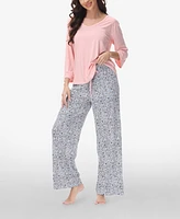 Ink+Ivy Women's Drop Sleeve Top with Wide Leg Lounge Pant Set, 2 Piece