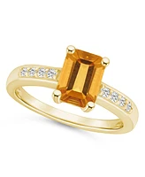 Citrine (1-5/8 ct .t.w.) and Diamond (1/8 Ring 14K Yellow Gold