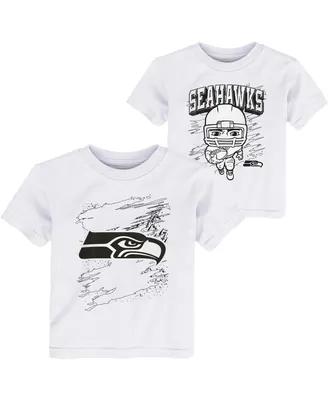 Toddler Boys White Seattle Seahawks Coloring Activity Two-Pack T-shirt Set