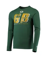 Men's New Era Green Green Bay Packers Combine Authentic Static Abbreviation Long Sleeve T-shirt