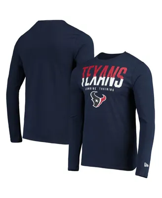 Men's New Era Navy Houston Texans Combine Authentic Split Line Long Sleeve T-shirt