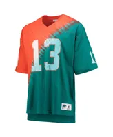 Men's Mitchell & Ness Dan Marino Orange, Aqua Miami Dolphins Retired Player Name and Number Diagonal Tie-Dye V-Neck T-shirt