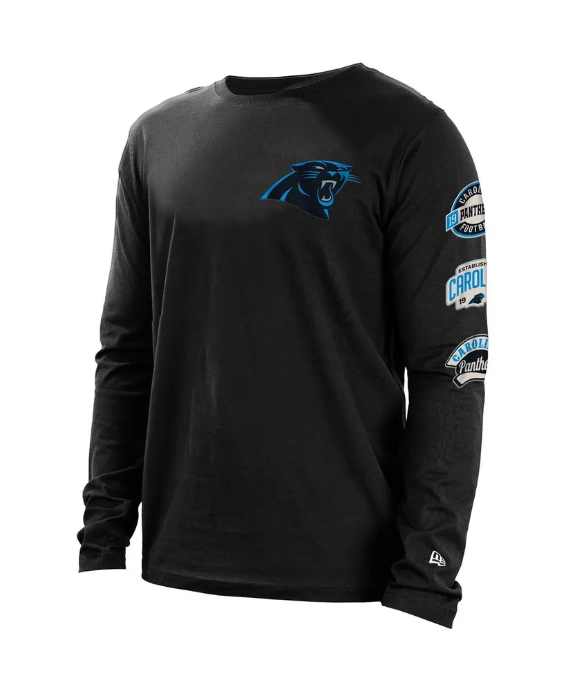 Men's New Era Black Carolina Panthers Hype 2-Hit Long Sleeve T-shirt