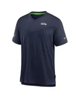 Men's Nike Heather Navy Seattle Seahawks 2022 Sideline Coach Chevron Lock Up Performance V-Neck T-shirt