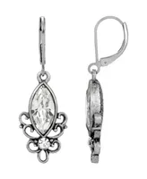 2028 Pewter Crystal Filigree Drop Earring