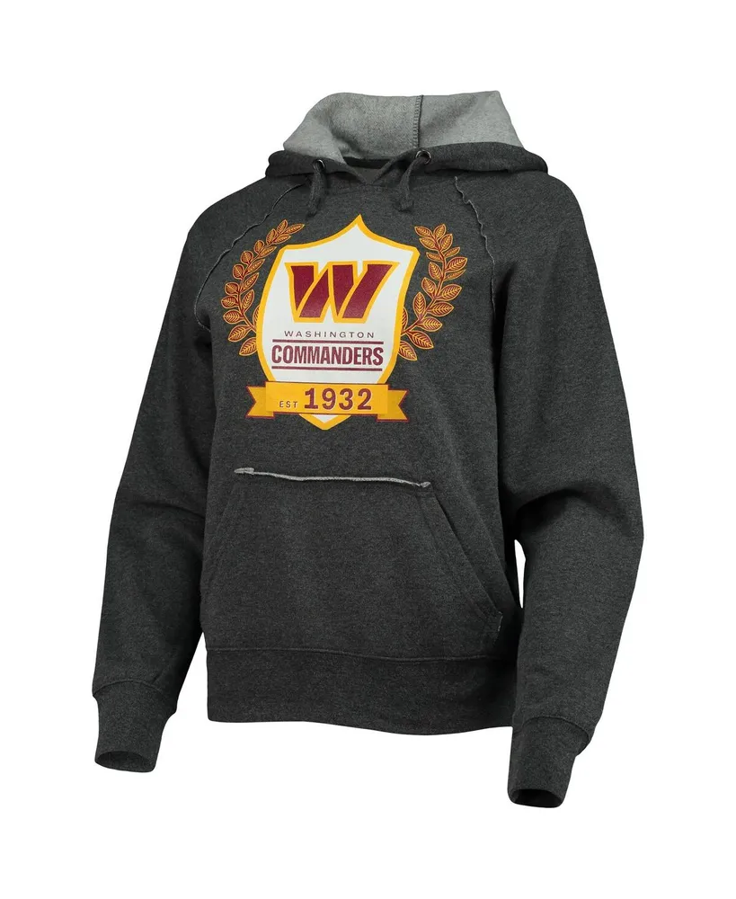 Women's New Era Heathered Charcoal Washington Commanders Raglan Pullover Hoodie