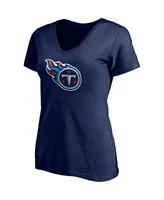 Women's Fanatics Derrick Henry Navy Tennessee Titans Player Icon Name and Number V-Neck T-shirt