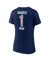 Women's Fanatics Navy New England Patriots Plus Mother's Day #1 Mom V-Neck T-shirt