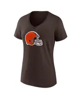 Women's Fanatics Deshaun Watson Brown Cleveland Browns Player Icon Name and Number V-Neck T-shirt