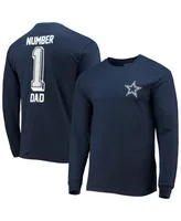 Men's Fanatics Navy Dallas Cowboys #1 Dad Long Sleeve T-shirt