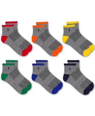 Polo Ralph Lauren Men's 6-Pk. Performance Tipped Color Heel Toe Quarter Socks