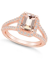 Macy's Morganite (1-3/8 ct. t.w.) and Diamond (1/2 Halo Ring 14K Rose Gold