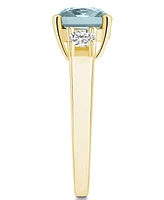 Macy's Aquamarine (2 ct. t.w.) and Diamond (1/3 Ring 14K Yellow Gold