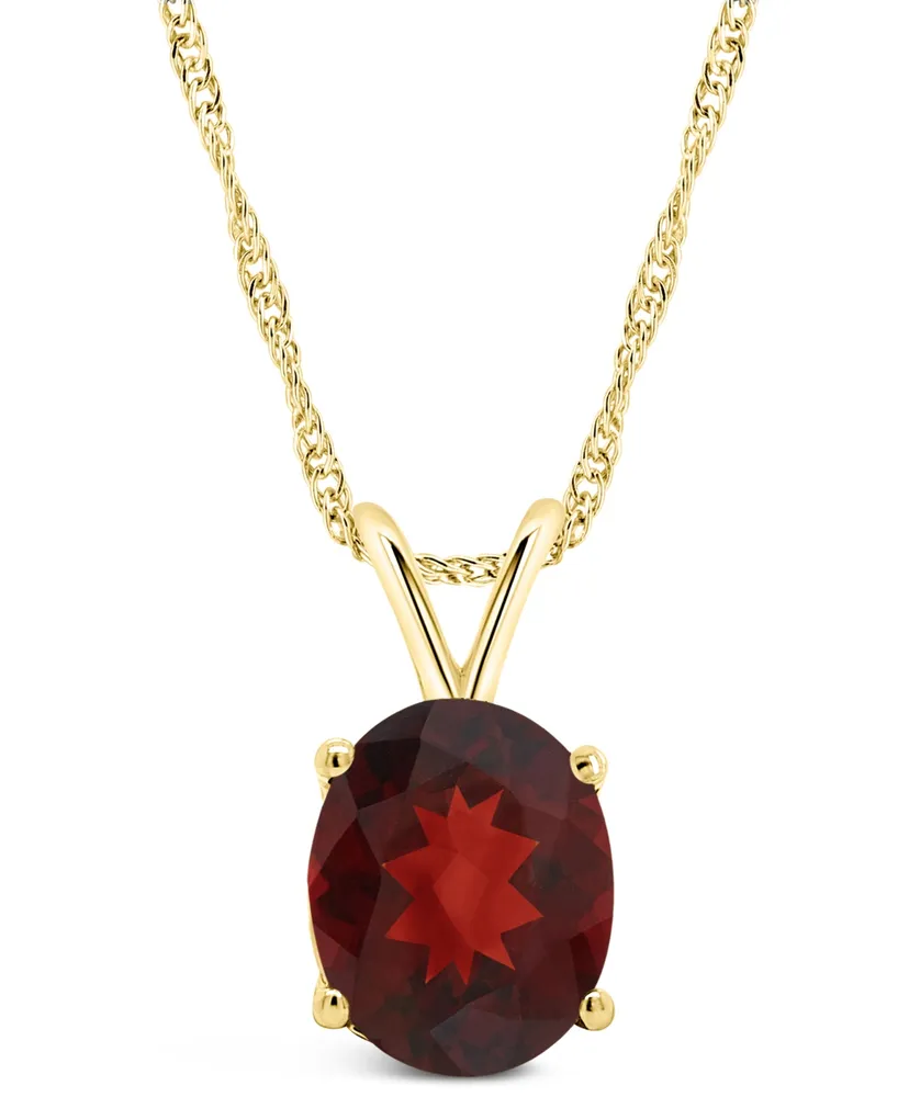 Macy's Garnet (3-1/10 ct. t.w.) Pendant Necklace in 14K Gold