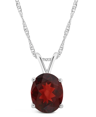 Macy's Garnet (3-1/10 ct. t.w.) Pendant Necklace in 14K White Gold