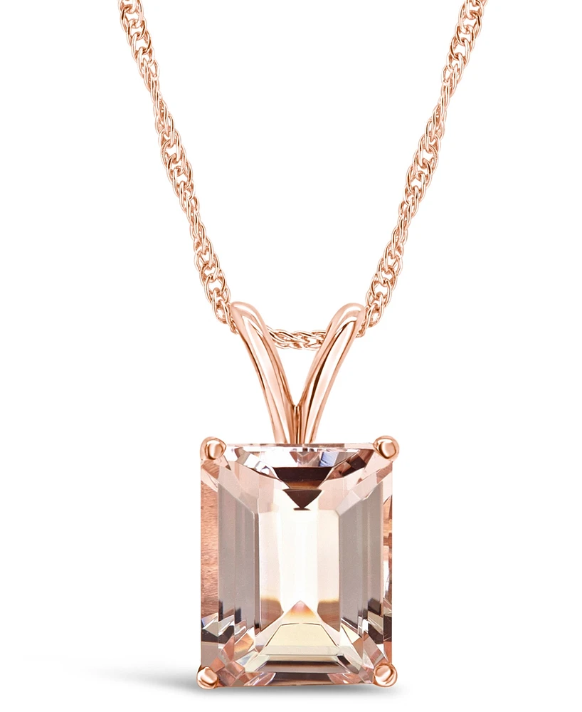 Macy's Morganite (3 ct. t.w.) Pendant Necklace in 14K Rose Gold