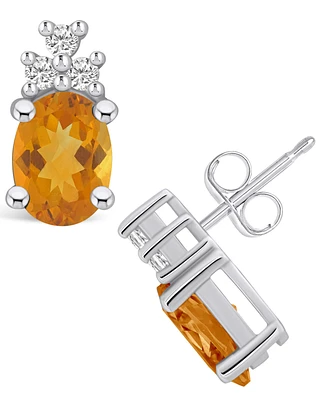 Macy's Citrine (2-3/8 ct. t.w.) and Diamond (1/5 ct. t.w.) Stud Earrings in 14K Gold