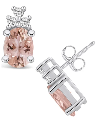 Macy's Morganite (2-1/3 ct. t.w.) and Diamond (1/5 ct. t.w.) Stud Earrings in 14K Gold