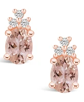 Macy's Morganite (2-1/3 ct. t.w.) and Diamond (1/5 ct. t.w.) Stud Earrings in 14K Rose Gold