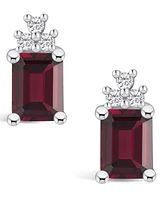 Macy's Garnet (3-7/8 ct. t.w.) and Diamond (1/5 ct. t.w.) Stud Earrings in 14K Gold