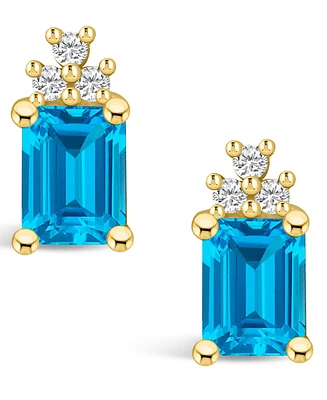Macy's Topaz (4 ct. t.w.) and Diamond (1/5 ct. t.w.) Stud Earrings in 14K Yellow Gold