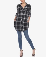 White Mark Women's Plaid Tunic Top Shirt