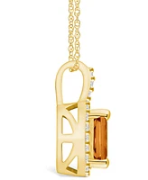 Macy's Citrine (1-5/8 Ct. T.w.) and Diamond (1/4 Ct. T.w.) Halo Pendant Necklace in 14K Yellow Gold