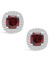 Macy's Garnet (2-3/8 ct. t.w.) and Diamond (3/8 ct. t.w.) Halo Stud Earrings in 14K Gold