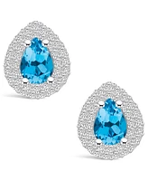 Macy's Topaz (1-3/4 ct. t.w.) and Diamond (5/8 ct. t.w.) Halo Stud Earrings in 14K Gold