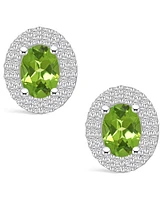 Macy's Peridot (1-3/4 ct. t.w.) and Diamond (1/2 ct. t.w.) Halo Stud Earrings in 14K Gold