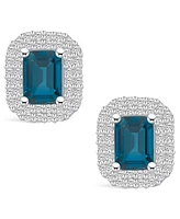 Macy's London Topaz (2-5/8 ct. t.w.) and Diamond (3/4 ct. t.w.) Halo Stud Earrings in 14K Gold