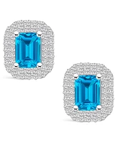 Macy's Topaz (2-5/8 ct. t.w.) and Diamond (3/4 ct. t.w.) Halo Stud Earrings in 14K Gold