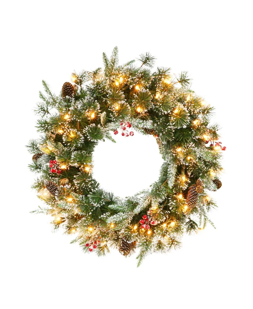 32" Pre-Lit Glittery Wreath with 70 Underwriters Laboratories Clear Incandescent Lights, 320 Tips